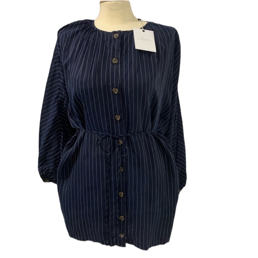 L' ACADEMIE MINI SHIRT-DRESS STRIPED BUTTON DOWN
